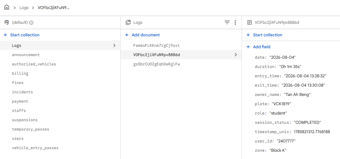 Firestore Logs